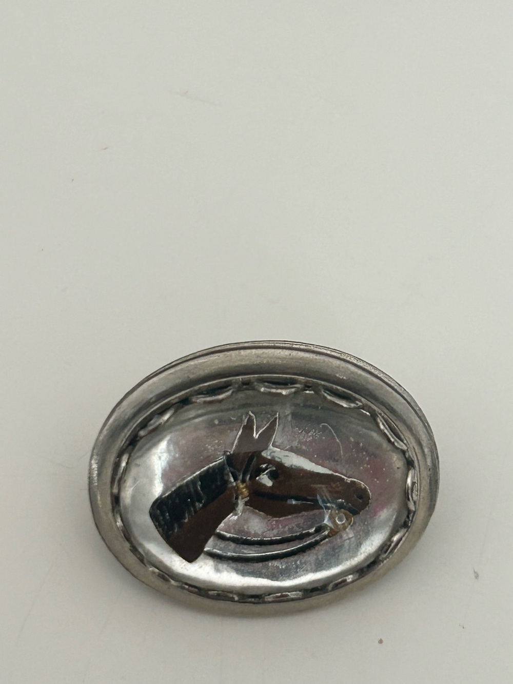 Silver-Tone Horse Head Lapel Pin Brooch